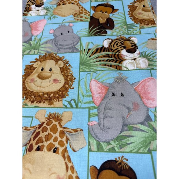 Jungle Safari Animal Cartoon Fabric 1 yard + 11" x 17" Cotton Quilting Sewing Ma - Picture 4 of 4